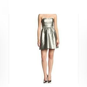 Aidan Mattox Strapless Metallic Gold Cocktail Dress - NWT